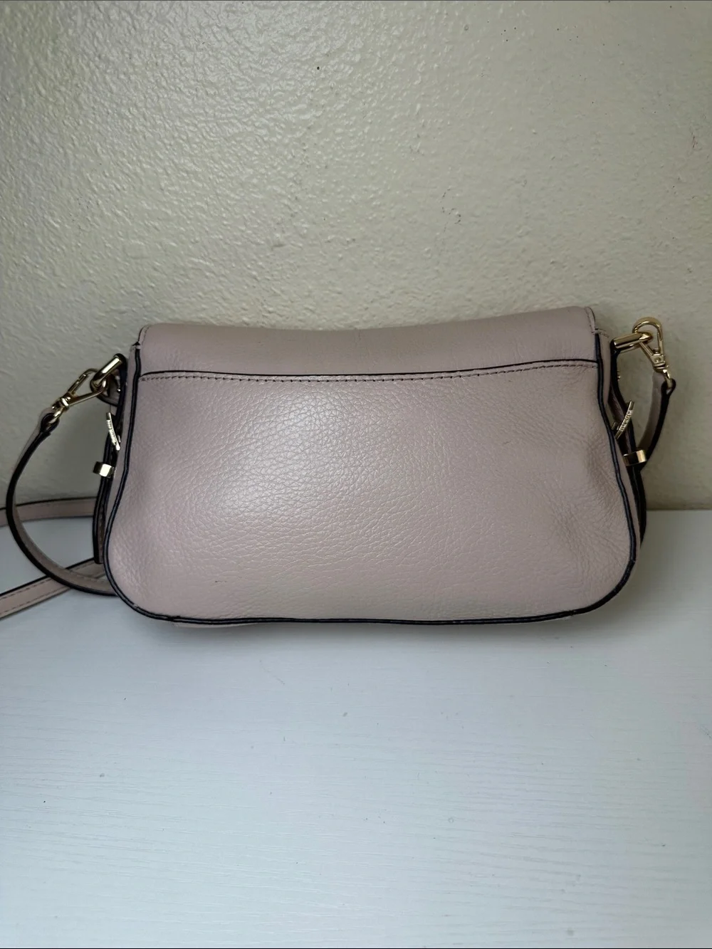 Michael Kors Pale Pink Leather Crossbody Bag with Gold Hardware